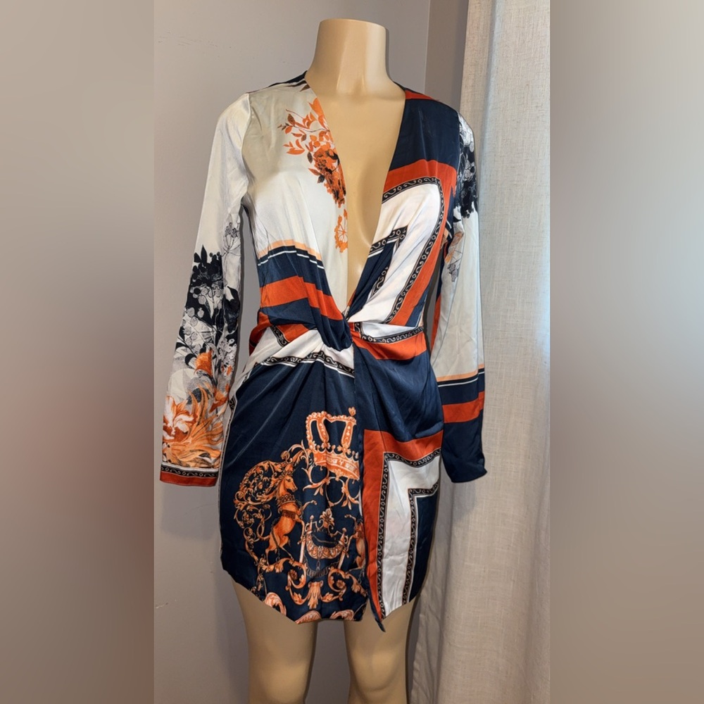 Fashion Nova Navy and Orange Mini Dress